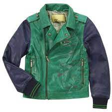 John Galliano Kids Green And Navy Biker Style Leather Jacket Freakin Out Of Control Biker Style Clothes Boys