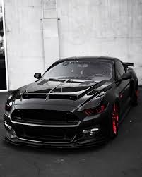 Black And Red Mustang Gt Mustang Black With Red Rims Ford Mustang Car Mustang Cars Sports Cars Luxury