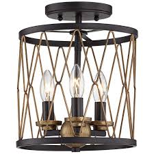 Black And Gold Light Fixture Daniel 9 Wide Matte Black And Gold Cage Ceiling Light 33f67 Lamps Plus Cage Ceiling Light Ceiling Lights Ceiling Light Design