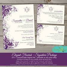 Purple Gray Flourish Wedding Invitation Elegant Sophisticated Diy Elegant Wedding Invitations Purple Elegant Wedding Invitations Wedding Invitations Diy