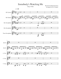 Somebody's watching me is a song recorded by american singer rockwell, released by the motown label in 1984, as the lead single from his debut studio album of the same name. Somebody S Watching Me Sheet Music For Clarinet In B Flat Saxophone Alto Saxophone Tenor Woodwind Quintet Download And Print In Pdf Or Midi Free Sheet Music Musescore Com