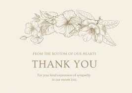 Beautiful and respectful cards for the passing of a loved one. Cream Brown Floral Sympathy Thank You Card
