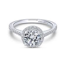 Cushion duet halo diamond engagement ring. 14k White Gold Round Halo Diamond Engagement Ring Er6419w44jj Gabriel Co