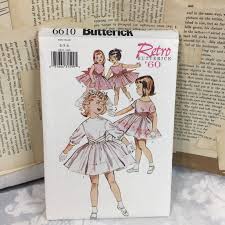 Butterick 6610 Party Dress Retro 1960 Child Girls Flower Girl Sewing Pattern Uncut Size Retro Sewing Patterns Vintage Sewing Patterns Sewing Patterns