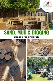 The garden features a goldfish pond and a stayman winesap apple tree (suitable for children to climb). Simple Sand Mud Kitchen And Digging Play Spaces For Children Backyard Play Natural Play Spaces Outdoor Play Spaces
