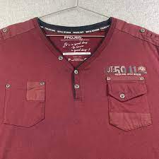 Projek Raw Shirt Button Mens XL V-Neck Button Henley Royal Division Pockets  | eBay