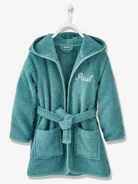 Ce peignoir en coton avec des micro bouclettes est très confortable au porté. Peignoir De Bain Enfant A Capuche Vert Fonce Vertbaudet