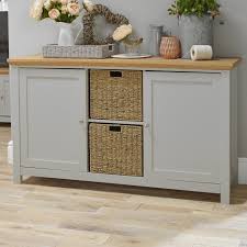Corona sideboard 2 door grey wax dining room solid pine by mercers furniture. Dinan Grey And Oak 2 Door 2 Drawer Sideboard 19ld463