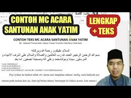 Kumpulan lengkap teks pembawa acara santunan anak yatim piatu. Rimtidgde4ievm