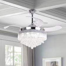 It comes complete with a top of the line integrated led light. 46 Inch Crystal Led Ceiling Fan 4 Blades Remote And Light Kit Included 46 In On Sale Overstock 19437273