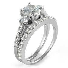 Ebay Ad Three Stone Round Cubic Zirconia Bridal Set Wedding Engagement Ring Silver Sz Cheap Wedding Rings Engagement Wedding Ring Sets White Engagement Ring