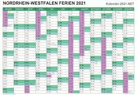 Kalender 2021 mit kalenderwochen und den schulferien und feiertagen von niedersachsen. Ferien Nordrhein Westfalen 2021 Ferienkalender Ubersicht
