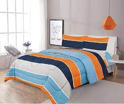 Enjoy free shipping on most stuff, even big stuff. Amazon Com Sapphire Home 3 Piece Full Size Comforter Set With Shams Blue Orange Gray Stripes Print Multicolor Boys Kids Girls Teen Comforter Bed Cover Kids Stripe F 3pc Home Kitchen