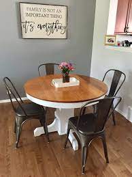 Farmhouse Dining Table Wooden Sign Refinished Table Vintage Chairs Farmhouse Dining Dining Table Lighting Dining Table