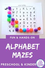 These alphabet printables and activities are perfect for preschool and kindergarten students. Alphabet Letter Mazes Hands On Activity For Preschool And Kindergarten Letter Learning Activities Handwriting Activities Lettering Alphabet