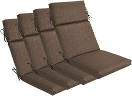 Patio cushions provide a padded seating surface to ensure the comfort of you and your guests when sitting on patio furniture like dining chairs patioliving has a wide selection of outdoor replacement cushions to replace your old patio cushions without having to purchase a new piece of furniture. Amazon Com Bossima Indoor Outdoor High Back Chair Cushions Replacement Patio Chair Seat Cushions Set Of 4 Brown Garden Outdoor