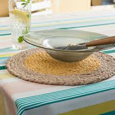Set De Table Rond En Jute Naturel Et Jaune 32cm Pas Cher Achat En Ligne Zodio