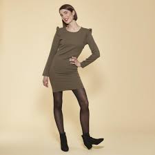 Une collection de robes pour toutes les occasions. Robe Courte Manches Longues Avec Volants Femme Kaki 3 Suisses