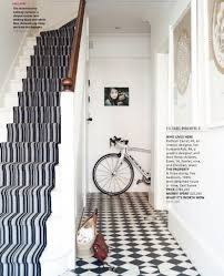 Striped Stair Carpet And Black And White Tiled Hall Google Search Modern Hallway 1930s House Stairs