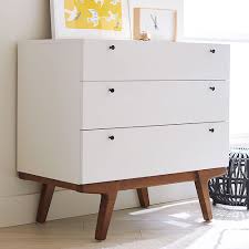 White lacquer 3 drawer nightstand. Modern 3 Drawer Kids Dresser White