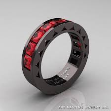 Red engagement rings for men. Mens Modern 14k Black Gold Princess Rubies Channel Cluster Sun Etsy Black Gold Jewelry Rings For Men Princess Black Diamond