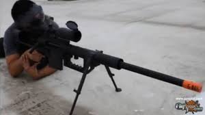 It features a picatinny rail on the top . Airsplat Socom Gear Cheytac M200 Airsoft Rifle Youtube