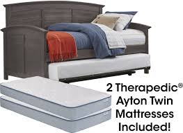 Santa Cruz Gray Daybed With Trundle And 2 Mattresses Daybed With Trundle Bedroom Furniture Stores Grey Daybed
