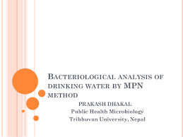 Bacteriological Analysis Of Drinking Water By Mpn Method