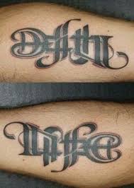 It is hard to have ambigram tattoo of three words but this artist beautifully carved the word 'keep the faith'. 22 Anagrams Ideas Ambigram Ambigram Tattoo Tattoos