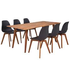 Black Dining Set Kitchen Modern Rectangular 6 Person Wooden Table Wood Chairs Black Dining Table Set Chair Wood Chair