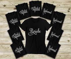 Brides Maid Brides Squad And Bride T Shirts By Idobeautifulweddings On Etsy Bride And Bridesmaid Shirts Matching Bridesmaids Bridesmaid Shirts