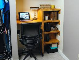 I love how light and airy it is and that chandelier is so pretty! Diy Closet Office Awkward Closet Space Makeover Dunn Diy