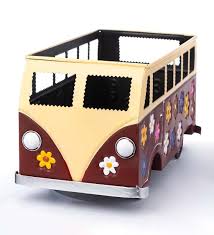 Bright colors, fun and funky design will bring out your inner hippie. Vintage Style Flower Power Miniature Bus Garden Planter Blue Plowhearth