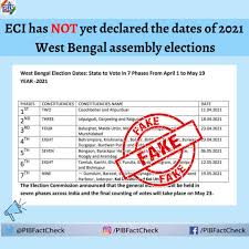 The schedule for the west bengal election 2021 was announced a couple of days back by the election commission of india. Pib Fact Check On Twitter A Document Is Doing Rounds On Social Media Claiming That The Dates For 2021 Westbengal Legislative Assembly Elections Have Been Declared By The Election Commission Of India