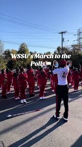 WSSU had an amazing march to the polls with incredible voter turnout! Huge  shoutout to the Rams for showing up and making a difference! #wssu  #northcarolina #fyp #vote #earlyvote #hbcu