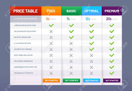 Pricing Table Chart Price Plans Checklist Prices Plan Comparison