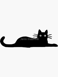 Black Cat Sticker By Jenn Inashvili In 2021 Black Cat Sticker Black Cat Painting Black Cat Drawing