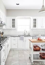 Kitchen Classic White Kitchen Kitchen Floor Tile Grey Countertops