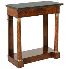 Period Empire Flamed Mahogany Console Table With Columns And Black Marble Black Marble Mahogany Console Table