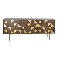 Buffet Mit 3 Turen Aus Massivem Akazienholz Und Goldfarbenem Metall Mayfair Maisons Du Monde Mobilier De Salon Comptoirs En Bois Meuble Deco