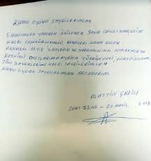 Çakıcı, kendi el yazısıyla kaleme aldığı açıklama, kendi adına açılan twitter hesabından yayınlandı. Devlet Bahceli Alaattin Cakici Mektup Bahce Dekorasyon