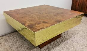 Lipscomb solid coffee table with storage. Pierre Cardin Brass And Burl Coffee Table At 1stdibs