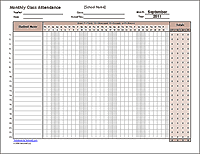 Sunday School Attendance Chart Template Www