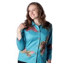 Glazed Cotton Jacket With Butterfly Appliques By Indigo Moon Qvc Uk