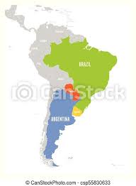 Directorio de negocios en paraguay. Mapa De Condados Mercosur Asociacion Comercial Sudamericana Miembro De Alto Nivel Establece Brasil Paraguay Uruguay Y Canstock