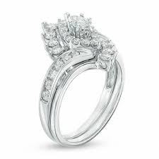 1 Ct T W Marquise Diamond Frame Bridal Set In 14k White Gold