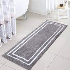 Visit your local at home store to buy and browse more bathroom rugs & mats products. Amazon Com Uphome Bath Rug Runner Non Slip Gray Banded Shaggy Bath Mat 18x47 Inch Luxury Water Absorbent Long Bathroom Rugs Soft Microfiber Machine Washable Floor Rugs For Shower Bathtub Home Kitchen