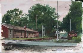 Gurney Journey Train Crossing Plein Air Watercolor House Painter Landscape Paintings