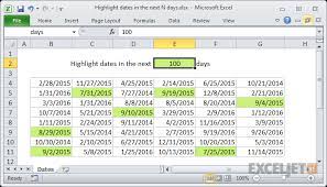This gave us a new date of 5 years ahead. Excel Formula Highlight Dates In The Next N Days Exceljet