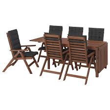 Applaro Table 6 Reclining Chairs Outdoor Brown Stained Hallo Black Ikea High Bed Frame Recliner Chair Wooden Outdoor Furniture